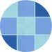 Square Patterned Neon Blue Rug, pat1448lblu