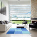 Machine Washable Transitional Neon Blue Rug in a Kitchen, wshpat1448lblu