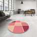 Round Patterned Crimson Red Rug in a Office, pat1448org