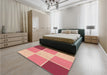 Patterned Crimson Red Rug in a Bedroom, pat1448org