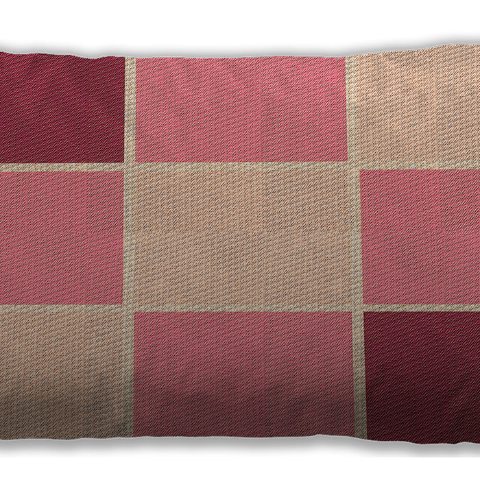 Patterned Rectangular Crimson Red Lumbar Throw Pillow, 13 inch by 19 inch, lbpat1448org