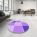 Round Patterned Pastel Purple Pink Rug in a Office, pat1448pur