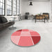 Round Patterned Pastel Pink Rug in a Office, pat1448rd