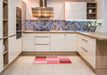 Patterned Pastel Pink Rug in a Kitchen, pat1448rd