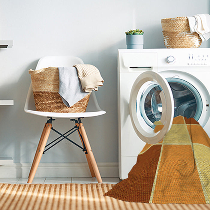 Machine Washable Transitional Orange Red Orange Rug in a Washing Machine, wshpat1448yw