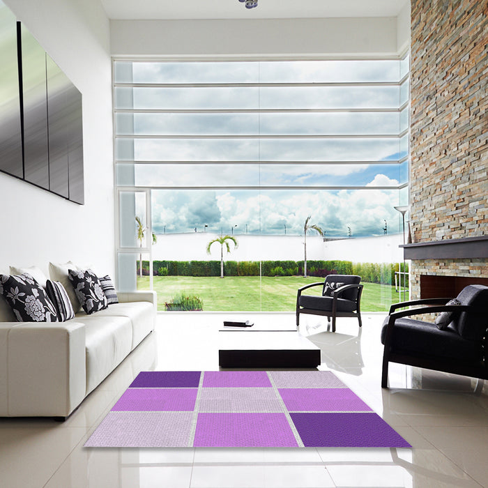 Square Machine Washable Transitional Blush Pink Rug in a Living Room, wshpat1448