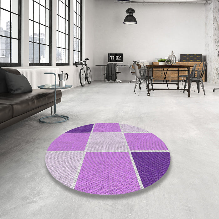 Round Machine Washable Transitional Blush Pink Rug in a Office, wshpat1448