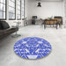 Round Patterned Jeans Blue Rug in a Office, pat1449blu