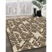 Machine Washable Transitional Coffee Brown Rug in a Family Room, wshpat1449brn