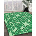 Machine Washable Transitional Jade Green Rug in a Family Room, wshpat1449grn