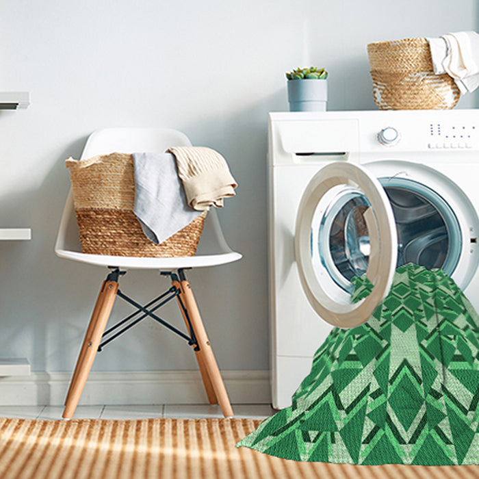 Machine Washable Transitional Jade Green Rug in a Washing Machine, wshpat1449grn