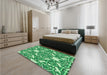 Patterned Jade Green Rug in a Bedroom, pat1449grn