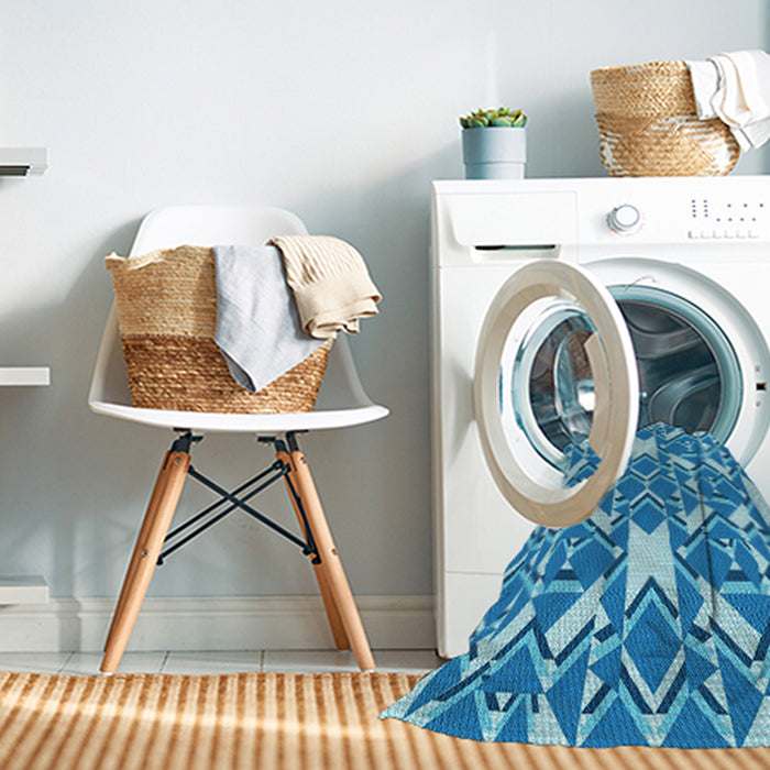 Machine Washable Transitional Blue Rug in a Washing Machine, wshpat1449lblu