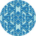 Square Patterned Blue Rug, pat1449lblu