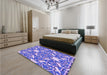 Patterned Bright Lilac Purple Rug in a Bedroom, pat1449pur