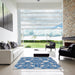 Square Patterned Jeans Blue Novelty Rug in a Living Room, pat1449