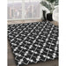 Patterned Dark Gray Novelty Rug in Family Room, pat144