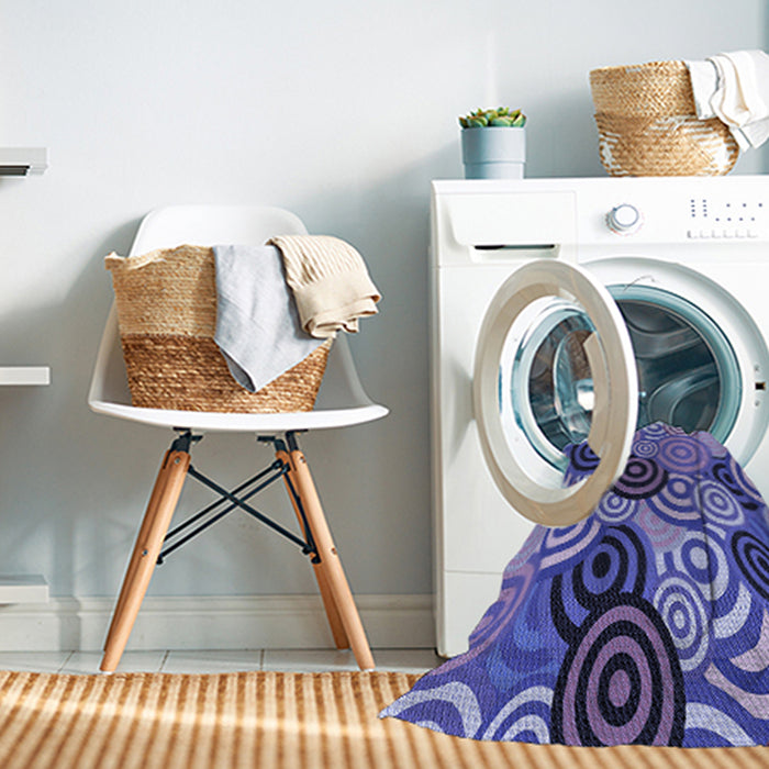 Machine Washable Transitional Purple Mimosa Purple Rug in a Washing Machine, wshpat145blu