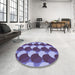 Round Patterned Purple Rug in a Office, pat1450blu