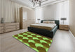 Patterned Dark Bronze Brown Rug in a Bedroom, pat1450grn