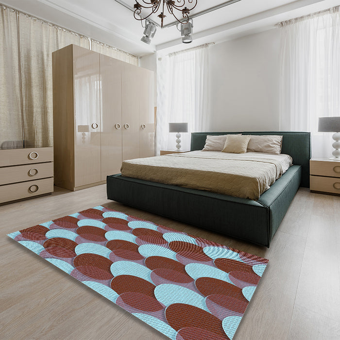 Patterned Blue Rug in a Bedroom, pat1450lblu