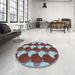 Round Patterned Blue Rug in a Office, pat1450lblu