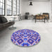 Round Patterned Amethyst Purple Rug in a Office, pat1451blu