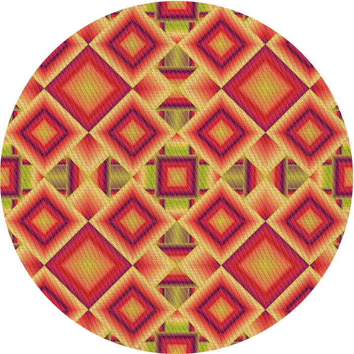 Square Patterned Red Rug, pat1451org