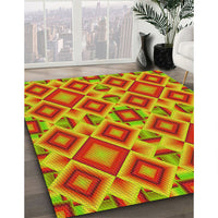 Patterned Golden Brown Yellow Rug, pat1451yw