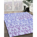 Patterned Blue Rug in Family Room, pat1452blu