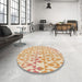 Round Patterned Khaki Gold Rug in a Office, pat1452brn