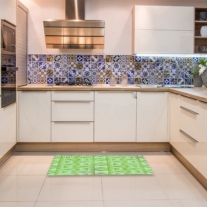 Patterned Light Green Rug in a Kitchen, pat1452grn