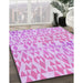 Patterned Blossom Pink Rug in Family Room, pat1452pur