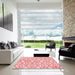 Square Patterned Red Rug in a Living Room, pat1452rd