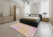 Machine Washable Transitional Copper Red Pink Rug in a Bedroom, wshpat1452
