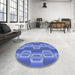 Round Patterned Sky Blue Rug in a Office, pat1453blu