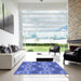 Square Patterned Sky Blue Rug in a Living Room, pat1453blu