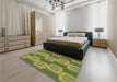 Patterned Fern Green Rug in a Bedroom, pat1453brn