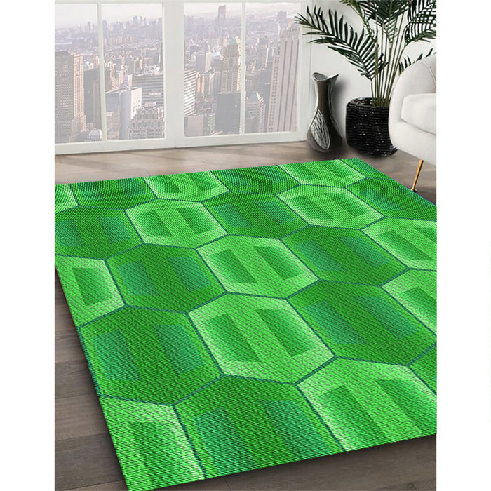Patterned Lime Green Rug in Family Room, pat1453grn