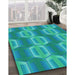 Machine Washable Transitional Dark Turquoise Green Rug in a Family Room, wshpat1453lblu