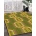 Patterned Dark Yellow Green Rug in Family Room, pat1453org