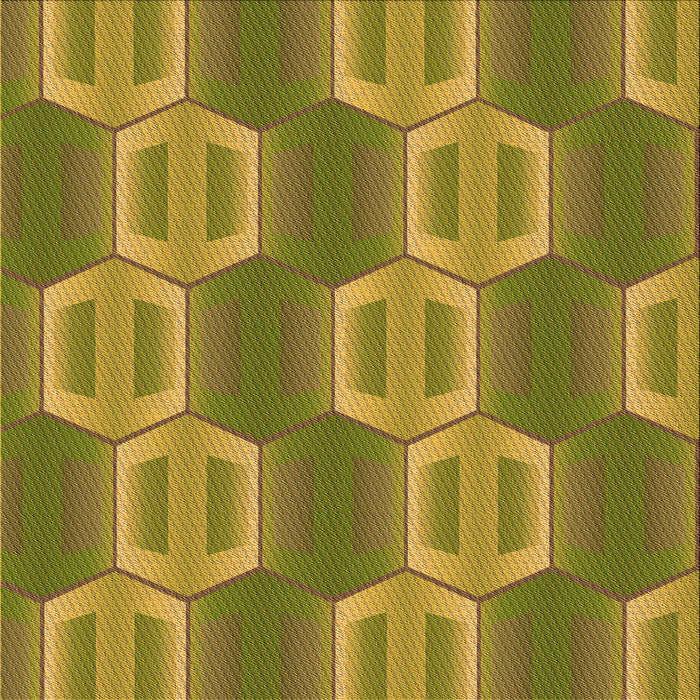 Round Patterned Dark Yellow Green Rug, pat1453org