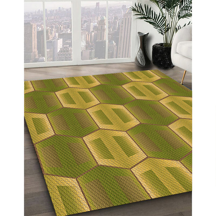 Machine Washable Transitional Dark Yellow Green Rug in a Family Room, wshpat1453org