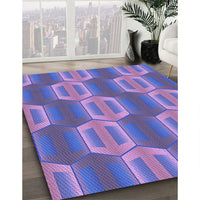 Patterned Slate Blue Rug, pat1453pur