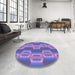 Round Patterned Slate Blue Rug in a Office, pat1453pur