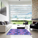 Square Patterned Slate Blue Rug in a Living Room, pat1453pur