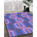 Patterned Slate Blue Rug in Family Room, pat1453pur