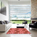 Machine Washable Transitional Tomato Red Rug in a Kitchen, wshpat1453rd