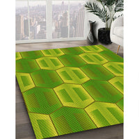 Patterned Pistachio Green Rug, pat1453yw