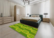 Round Machine Washable Transitional Pistachio Green Rug in a Office, wshpat1453yw